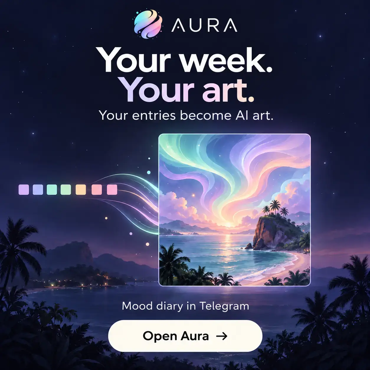 Aura: your week, your art. Your entries become AI art. Mood diary in Telegram.