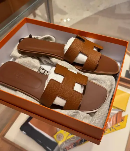 Hermes Oran Gold Sandals