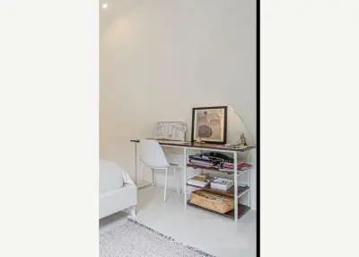 Ulin wood desk with metal frame — private sale