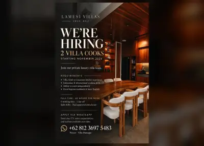 Two villa cook openings at Lamesi Villas, Ubud